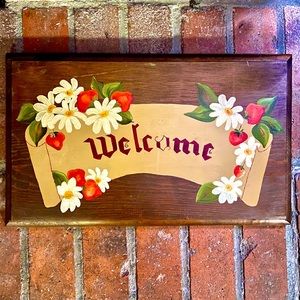 Rustic, vintage, hand painted welcome sign